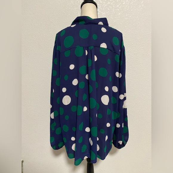 Ro & De Polka Dot Tie Neck Button Front Blouse - Picture 4 of 10
